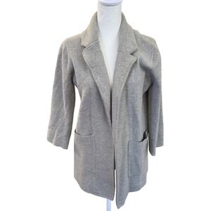 J.Crew 365 Gray Open Front‎ Sweater Blazer Merino Wool Blend Women's Jacket Sz M